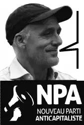 Poutou et logo NPA