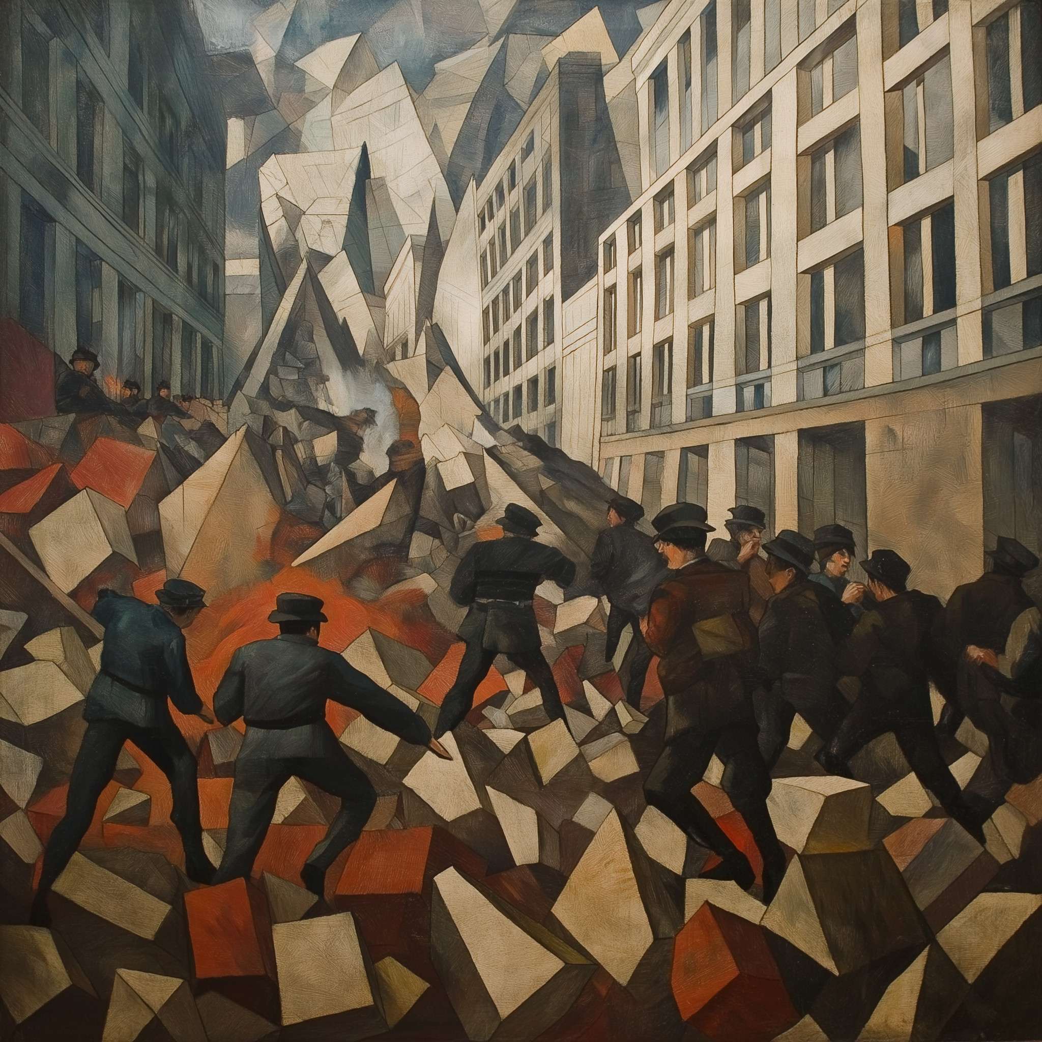 vision cubiste des barricades